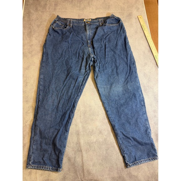 L.L. Bean Denim - LL Bean Flannel Lined Jeans 20W Reg Original Fit Relaxed Plaid Medium Wash